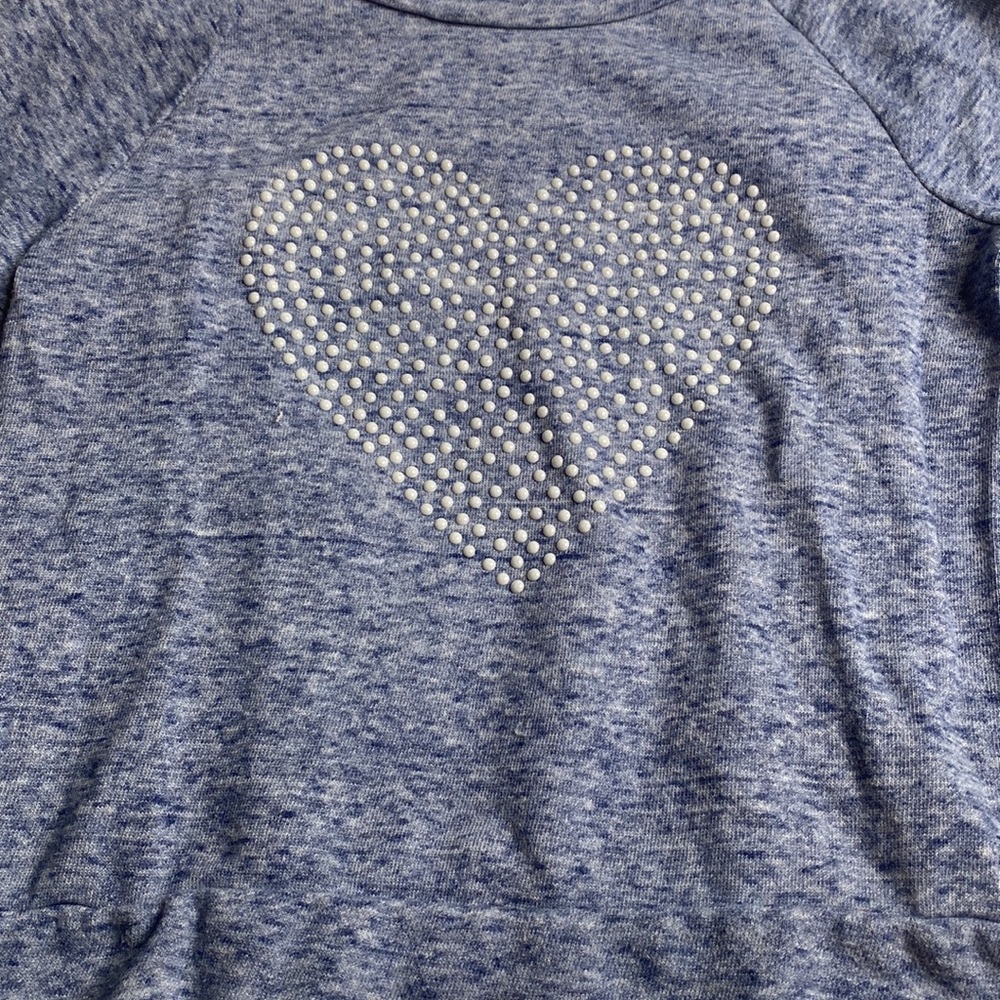 Gap Kid’s Blue Long Sleeve Heart Studded Sweatshirt Girl’s Size Medium - Picture 4 of 10
